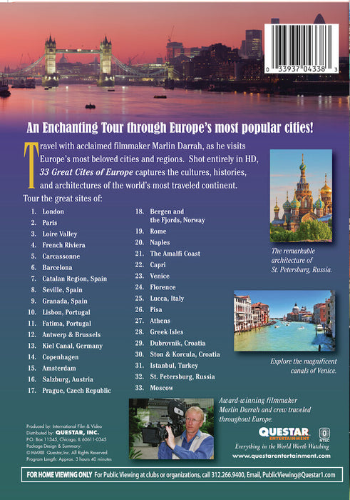 33 Great Cities of Europe (MOD) (DVD Movie) - back cover art