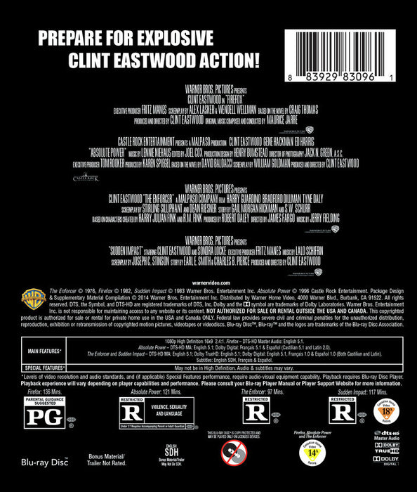 4 Film Favorites: Clint Eastwood Action (MOD) (BluRay Movie) - back cover art