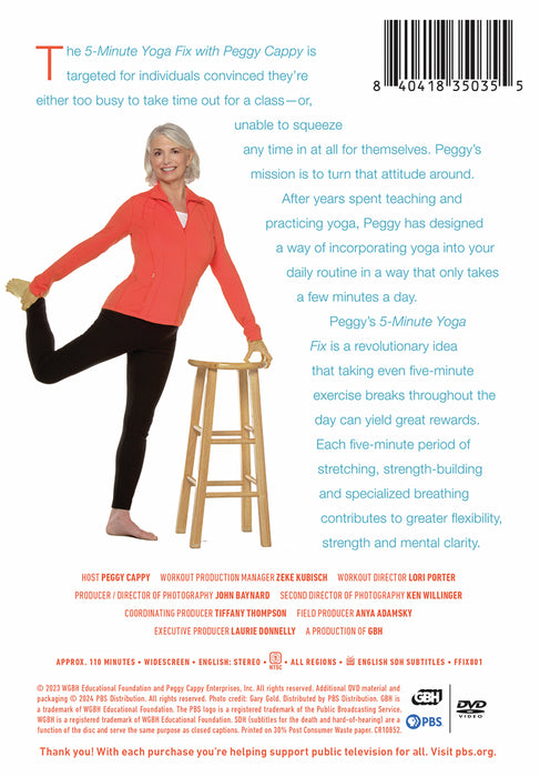 5-Minute Yoga Fix with Peggy Cappy (MOD) (DVD Movie) - back cover art
