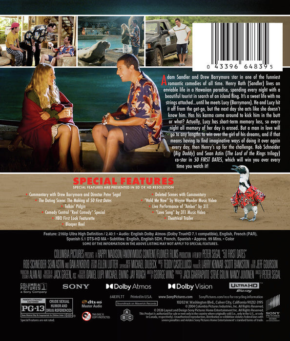 50 First Dates (MOD) (4K Movie) - back cover art