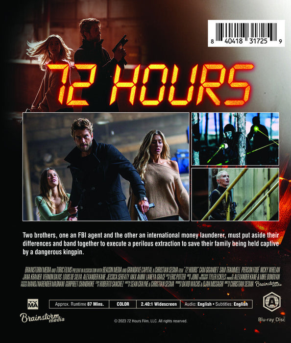 72 Hours (MOD) (BluRay Movie) - back cover art