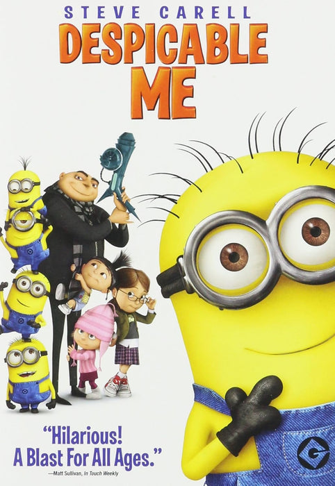 Movie poster for 'Despicable Me' featuring a yellow minion and Gru.