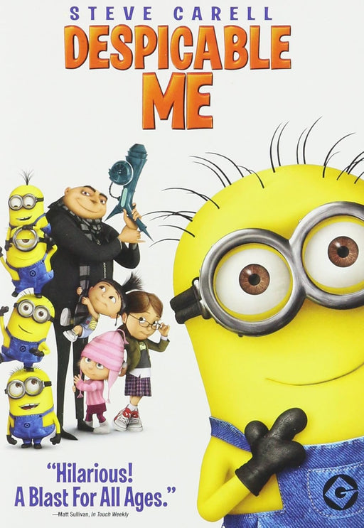 Movie poster for 'Despicable Me' featuring a yellow minion and Gru.