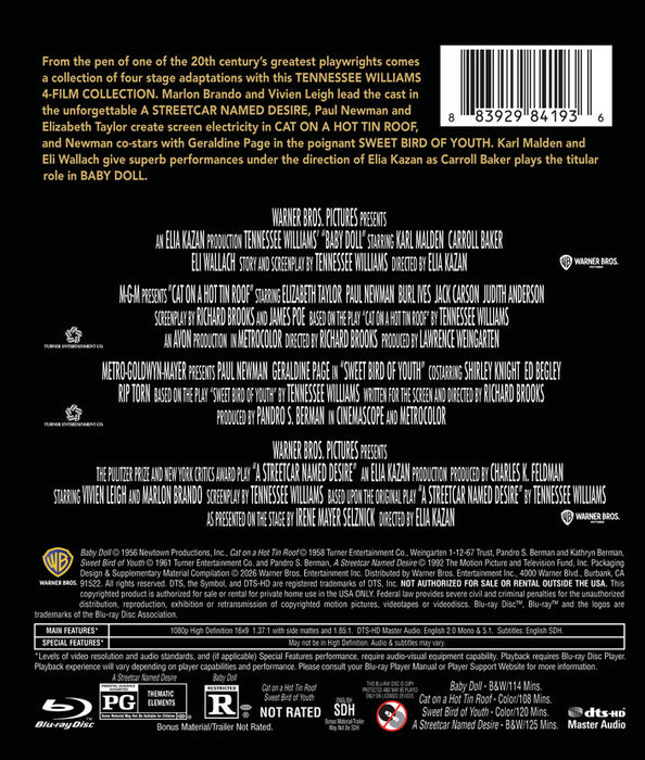 Tennessee Williams - 4 Film Collections (MOD) (BluRay MOVIE)