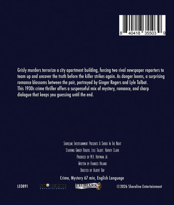 A Shriek in the Night (MOD) (BluRay Movie) - back cover art