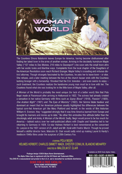 A Woman of the World (Silent) (MOD) (DVD Movie) - back cover art