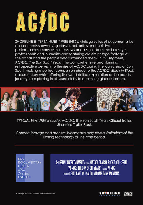 AC/DC: The Bon Scott Years (MOD) (DVD Movie) - back cover art