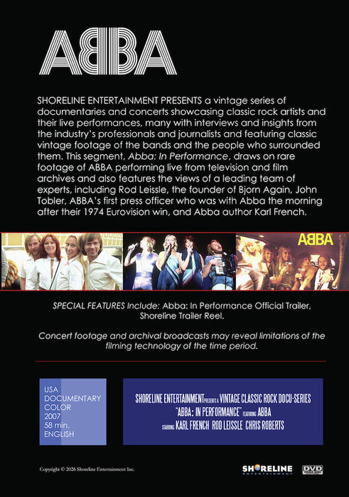 Abba: In Performance (MOD) (DVD Movie) - back cover art