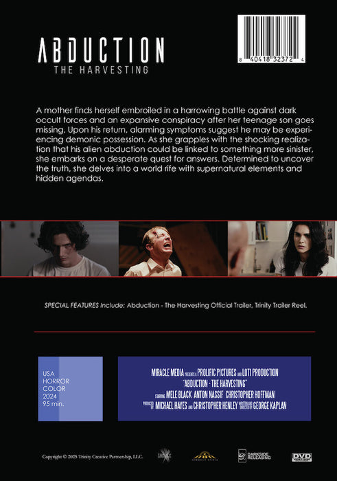 Abduction - The Harvesting (MOD) (DVD Movie) - back cover art