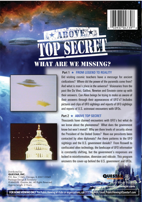 Above Top Secret (MOD) (DVD Movie) - back cover art