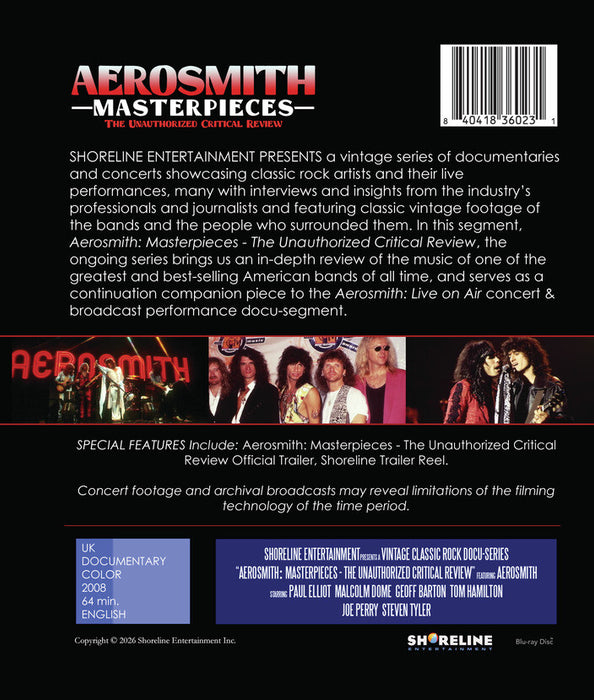 Aerosmith: Masterpieces - The Unauthorized Critical Review (MOD) (BluRay Movie) - back cover art