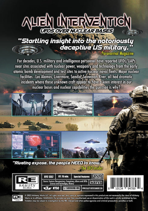 Alien Intervention: UFOs Over Nuclear Bases (MOD) (DVD Movie) - back cover art