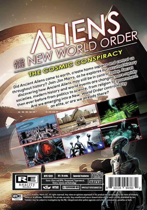 Aliens and the New World Order: The Cosmic Conspiracy (MOD) (DVD Movie) - back cover art