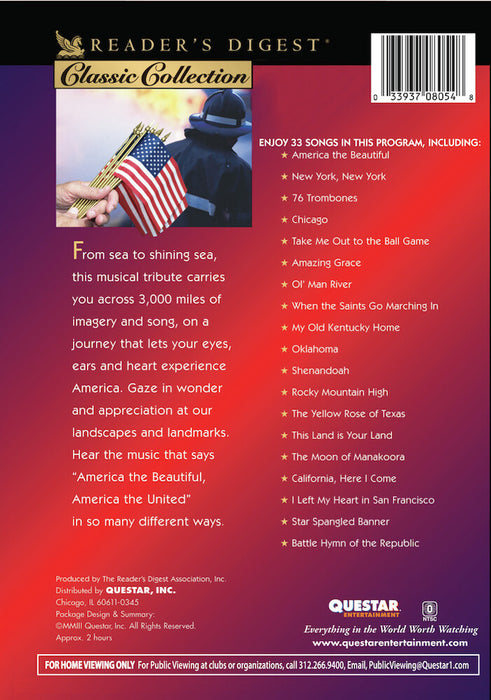 America the Beautiful: A Tribute to God & Country (MOD) (DVD Movie) - back cover art