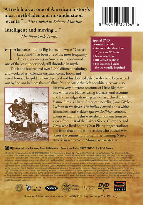American Experience: Last Stand at Little Big Horn (MOD) (DVD Movie) - back cover art