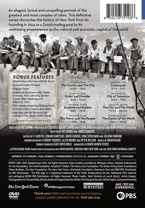 American Experience: New York: A Documentary Film by Ric Burns (MOD) (DVD Movie) - back cover art