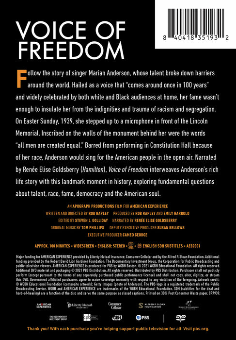 American Experience: Voice of Freedom (MOD) (DVD Movie) - back cover art