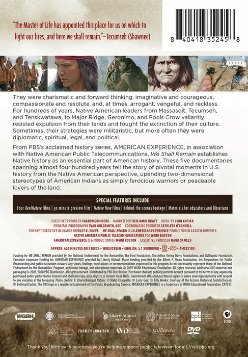 American Experience: We Shall Remain (MOD) (DVD Movie) - back cover art