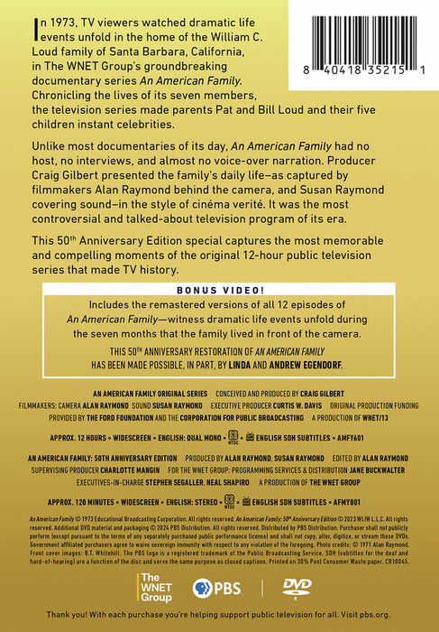 An American Family: 50th Anniversary Edition (MOD) (DVD Movie) - back cover art