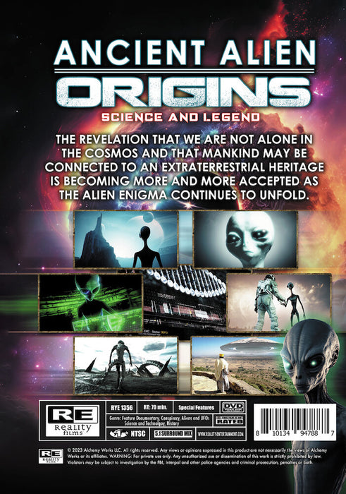 Ancient Alien Origins: Science and Legend (MOD) (DVD Movie) - back cover art