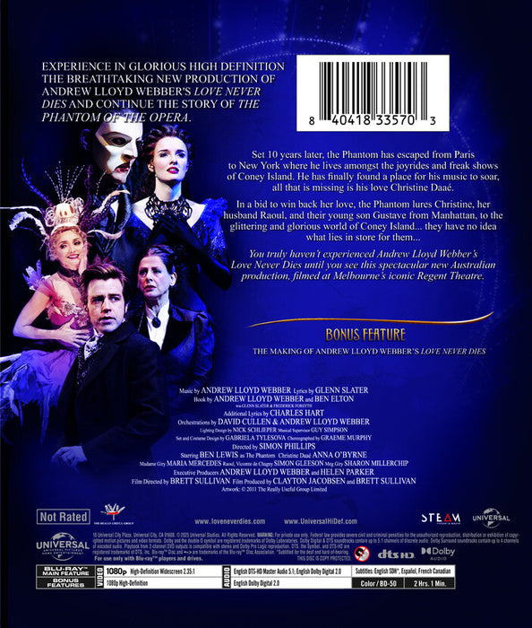 Andrew Lloyd Webber's Love Never Dies (MOD) (BluRay Movie) - back cover art
