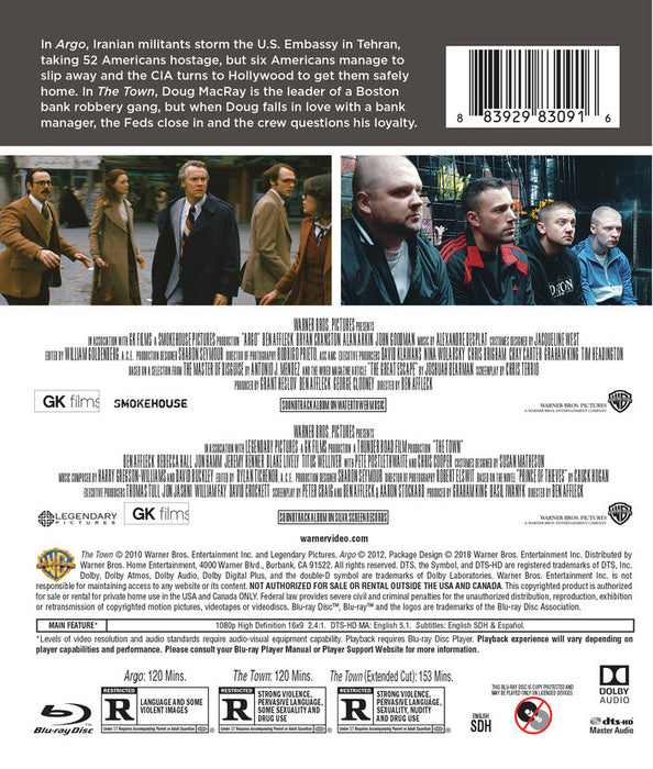 Argo (2012)-The Town (2010) (MOD) (BluRay Movie) - back cover art