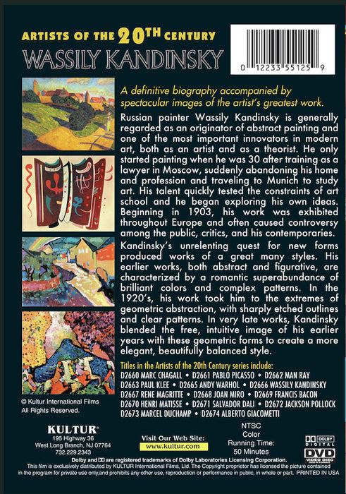 Artists Of The 20th Century: Wassily Kandinsky (MOD) (DVD Movie) - back cover art