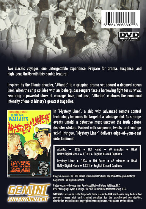 Atlantic - Mystery Liner (MOD) (DVD Movie) - back cover art