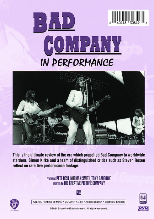 Bad Company: In Performance (MOD) (DVD Movie) - back cover art