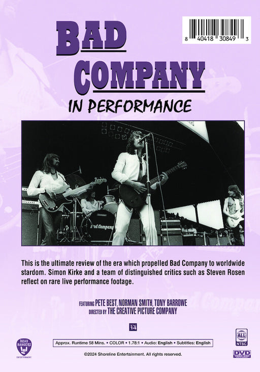 Bad Company: In Performance (MOD) (DVD Movie) - back cover art