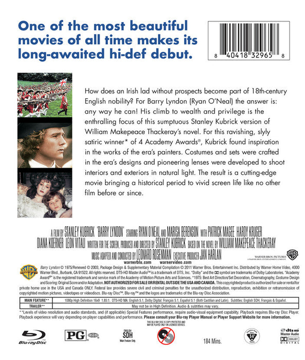 Barry Lyndon (MOD) (BluRay Movie) - back cover art