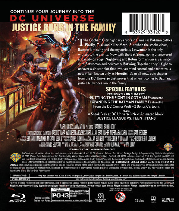Batman: Bad Blood Deluxe Edition (MOD) (BluRay Movie) - back cover art