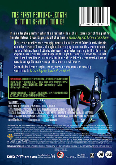 Batman Beyond: Return of the Joker (MOD) (DVD Movie) - back cover art