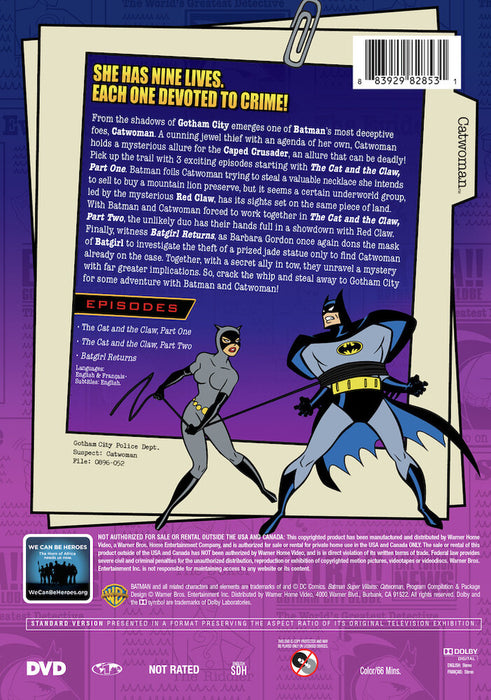 Batman Super Villains: Catwoman (MOD) (DVD Movie) - back cover art