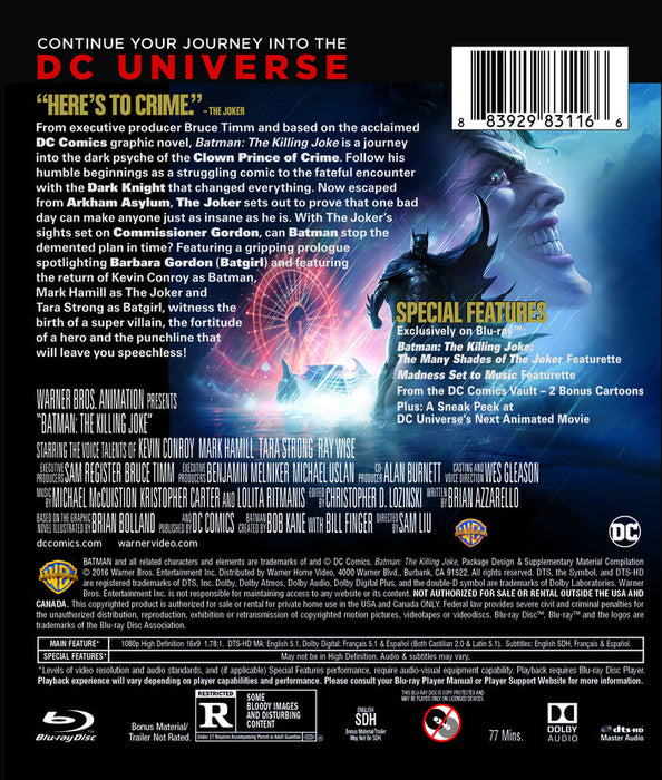 Batman: The Killing Joke (MOD) (BluRay Movie) - back cover art