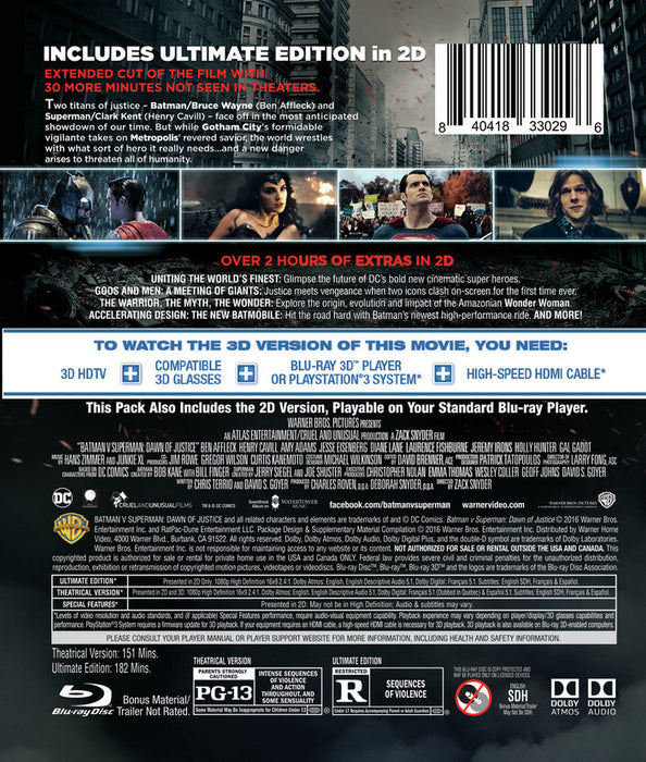 Batman v Superman: Dawn of Justice - Ultimate Edition (MOD) (BluRay Movie) - back cover art