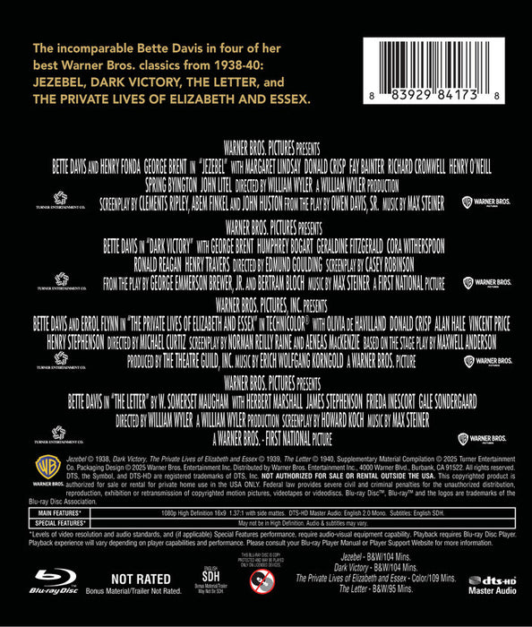 Bette Davis Collection (MOD) (BluRay Movie) - back cover art