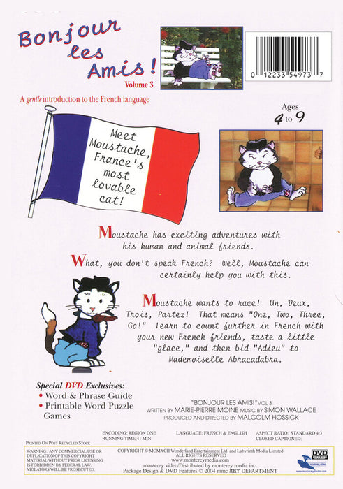 Bonjour Les Amis: Volume 3 (MOD) (DVD Movie) - back cover art