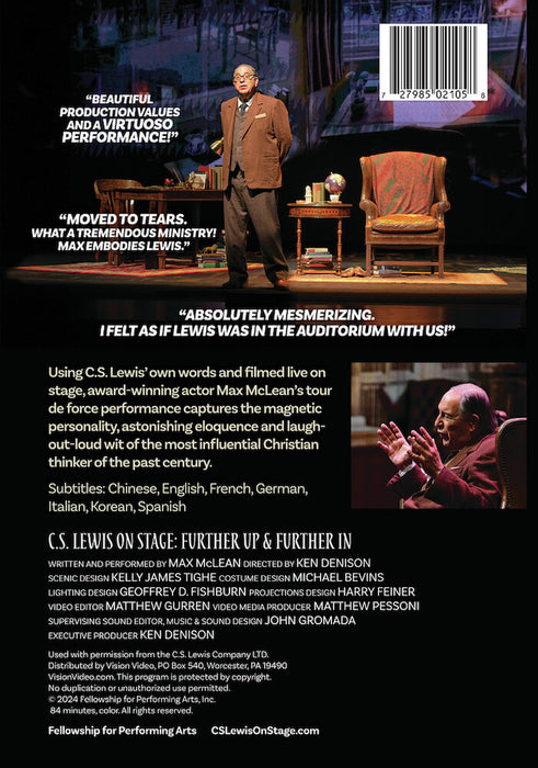 CS Lewis On Stage: Further Up and Further In (MOD) (DVD Movie) - back cover art