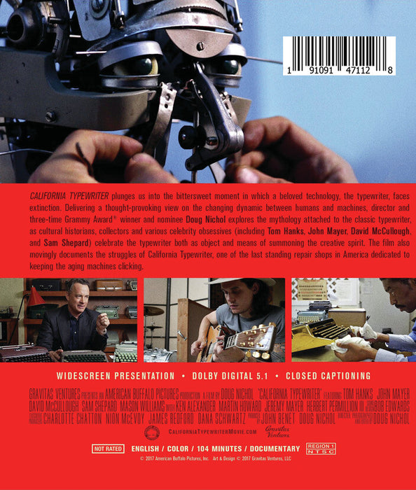 California Typewriter (MOD) (BluRay Movie) - back cover art