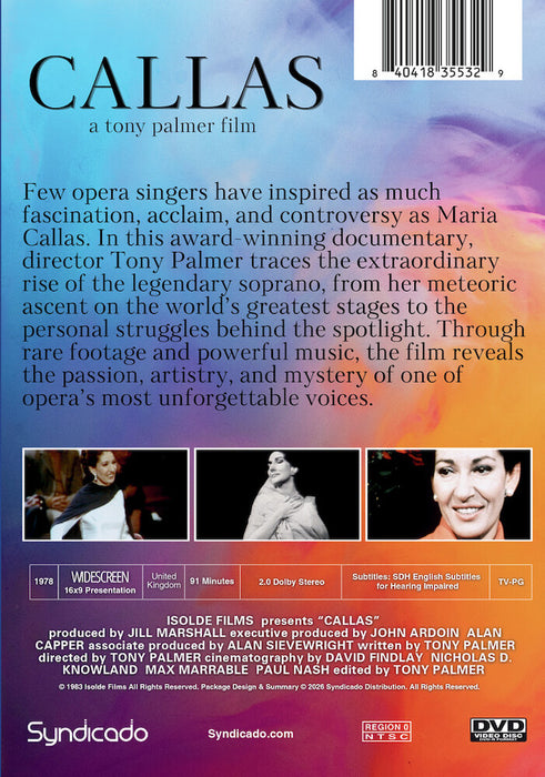 Callas: A Documentary (INSTITUTION COPY with limited public performance rights) (MOD) (DVD Movie) - back cover art