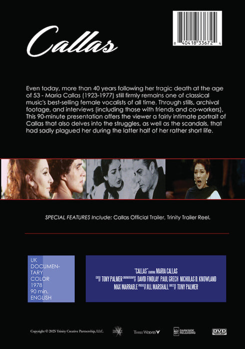 Callas (MOD) (DVD Movie) - back cover art