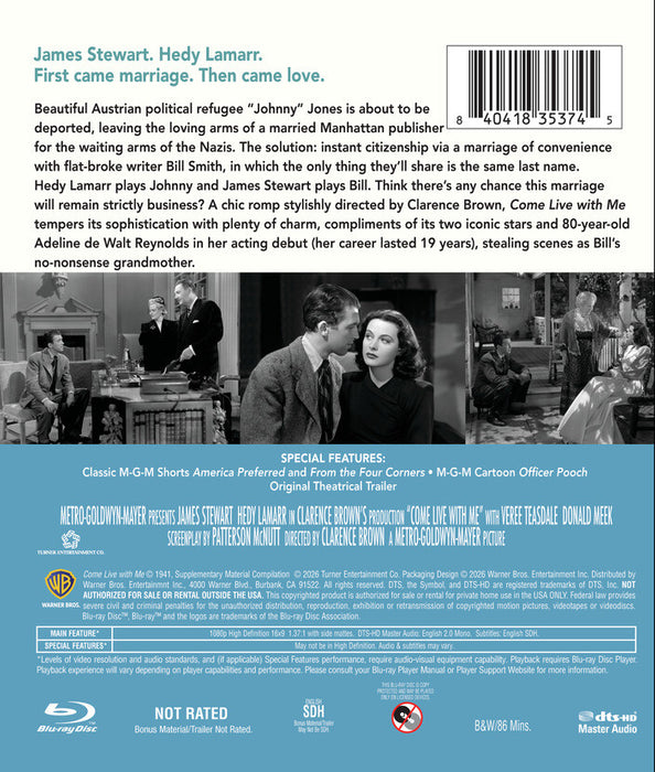 Come Live With Me (MOD) (BluRay Movie) - back cover art