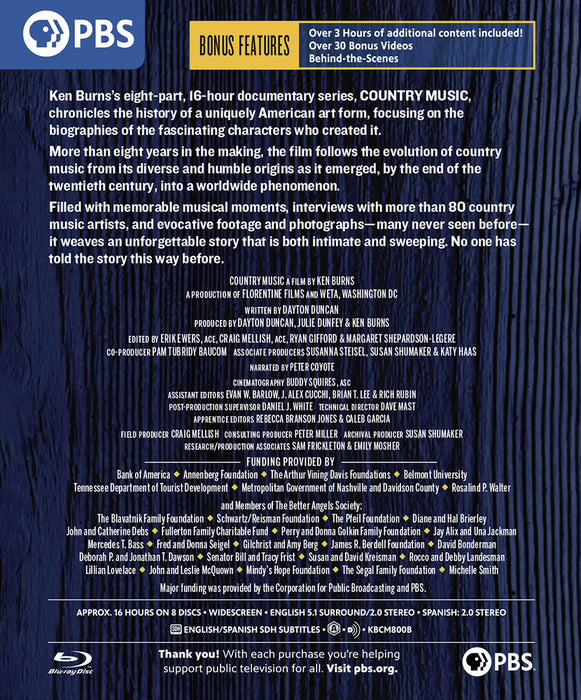 Country Music: A Film by Ken Burns (MOD) (BluRay Movie) - back cover art