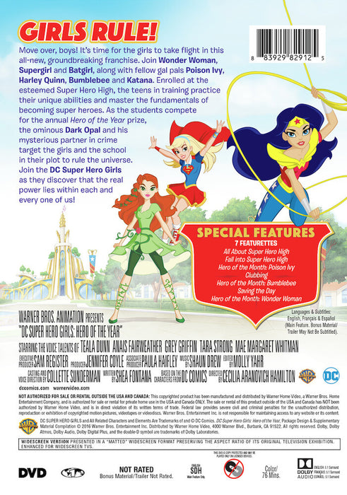 DC Super Hero Girls: Hero of the Year (MOD) (DVD Movie) - back cover art