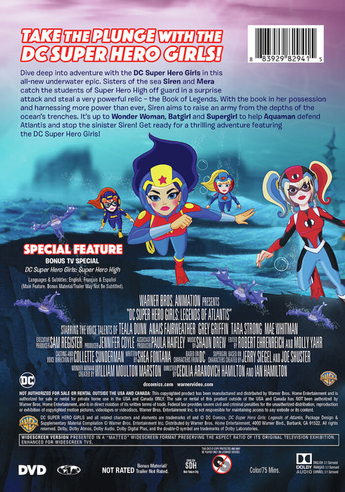 DC Super Hero Girls: Legends of Atlantis (MOD) (DVD Movie) - back cover art