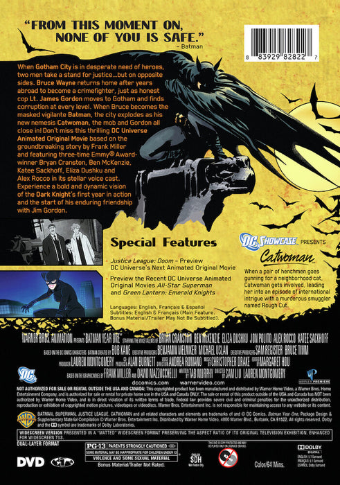 DCU Batman Year One (MOD) (DVD Movie) - back cover art