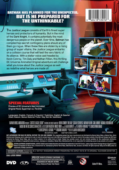 DCU Justice League: Doom (MOD) (DVD Movie) - back cover art