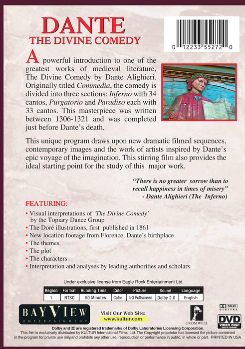 Dante: The Divine Comedy (MOD) (DVD Movie) - back cover art