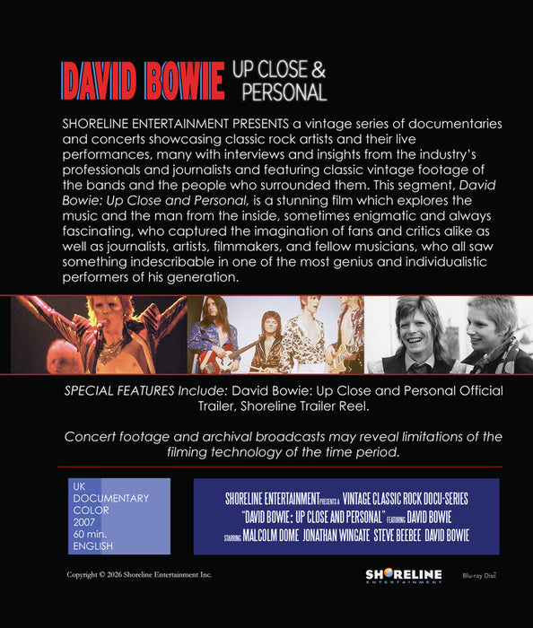 David Bowie: Up Close and Personal (MOD) (BluRay Movie) - back cover art